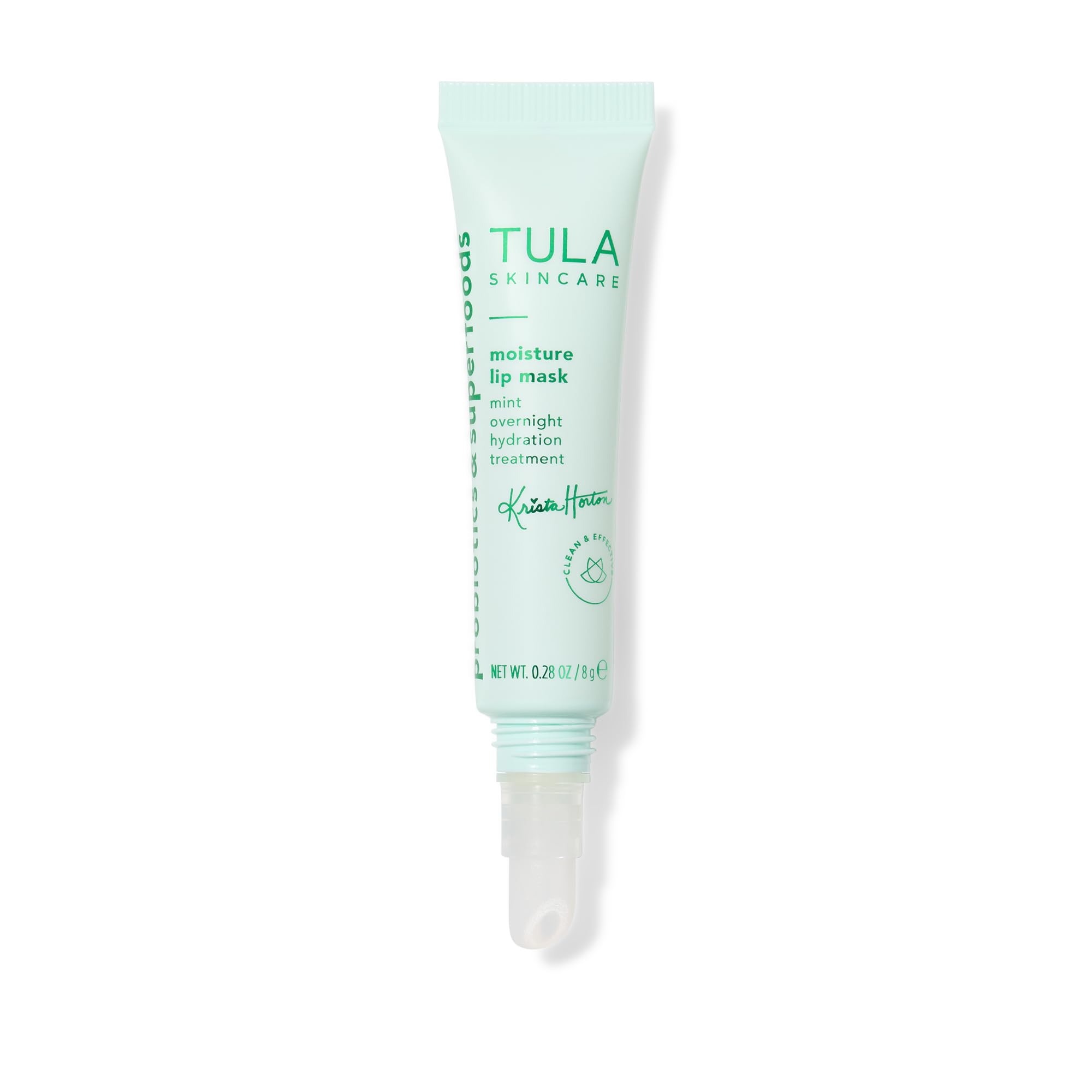 TULA Krista Horton Moisture Lip Mask packaging shot emphasizing compact travel size