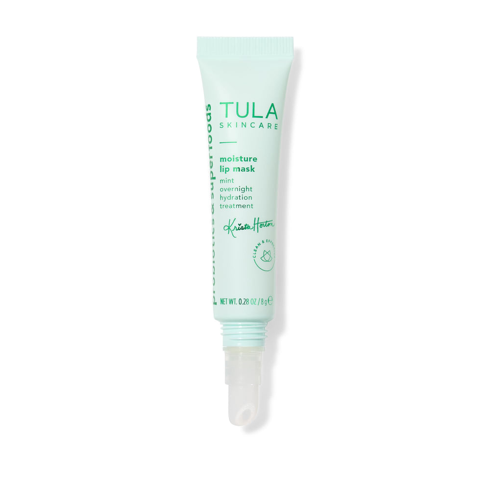 TULA Krista Horton Moisture Lip Mask packaging shot emphasizing compact travel size