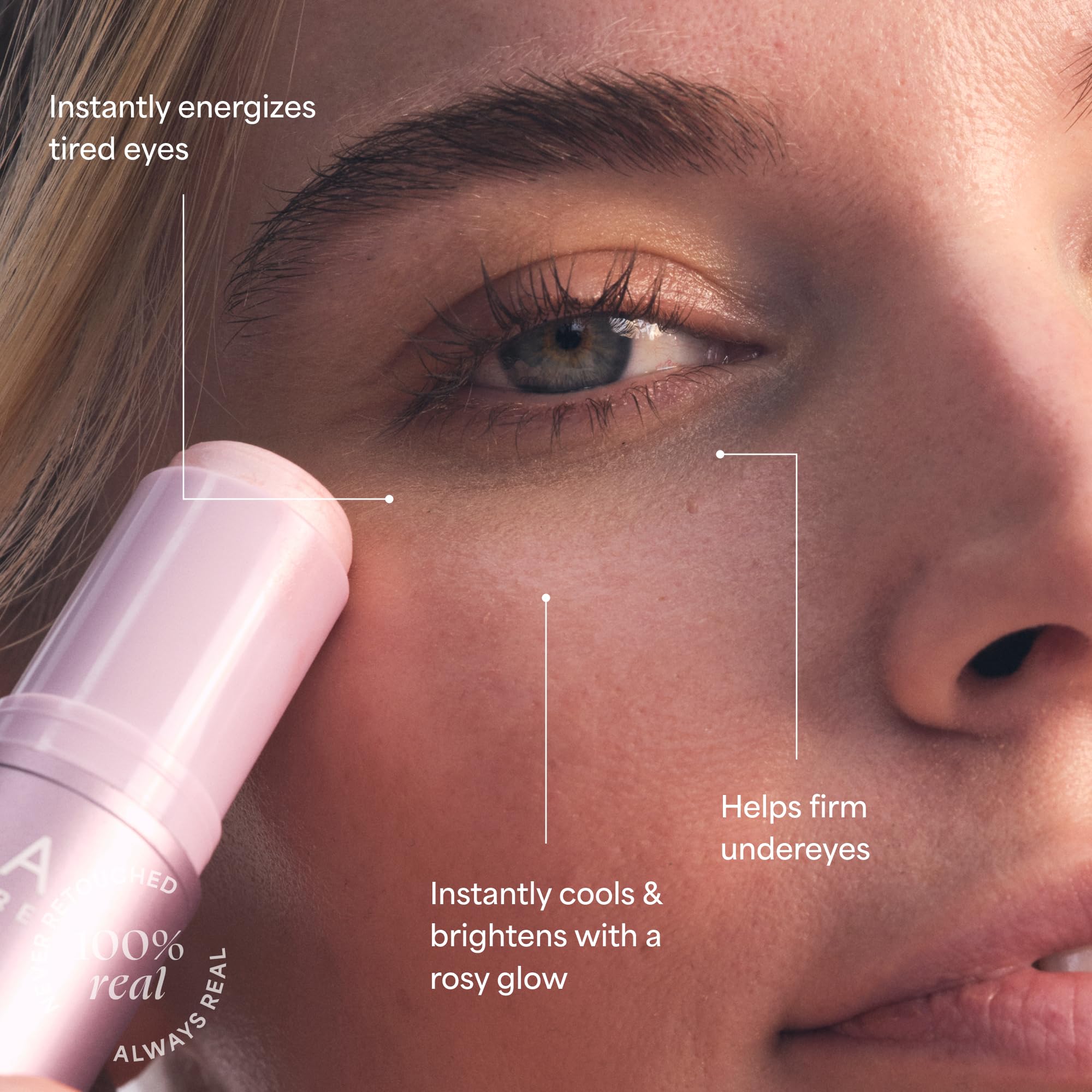TULA Pink 'Spresso eye balm glow around eyes after use.