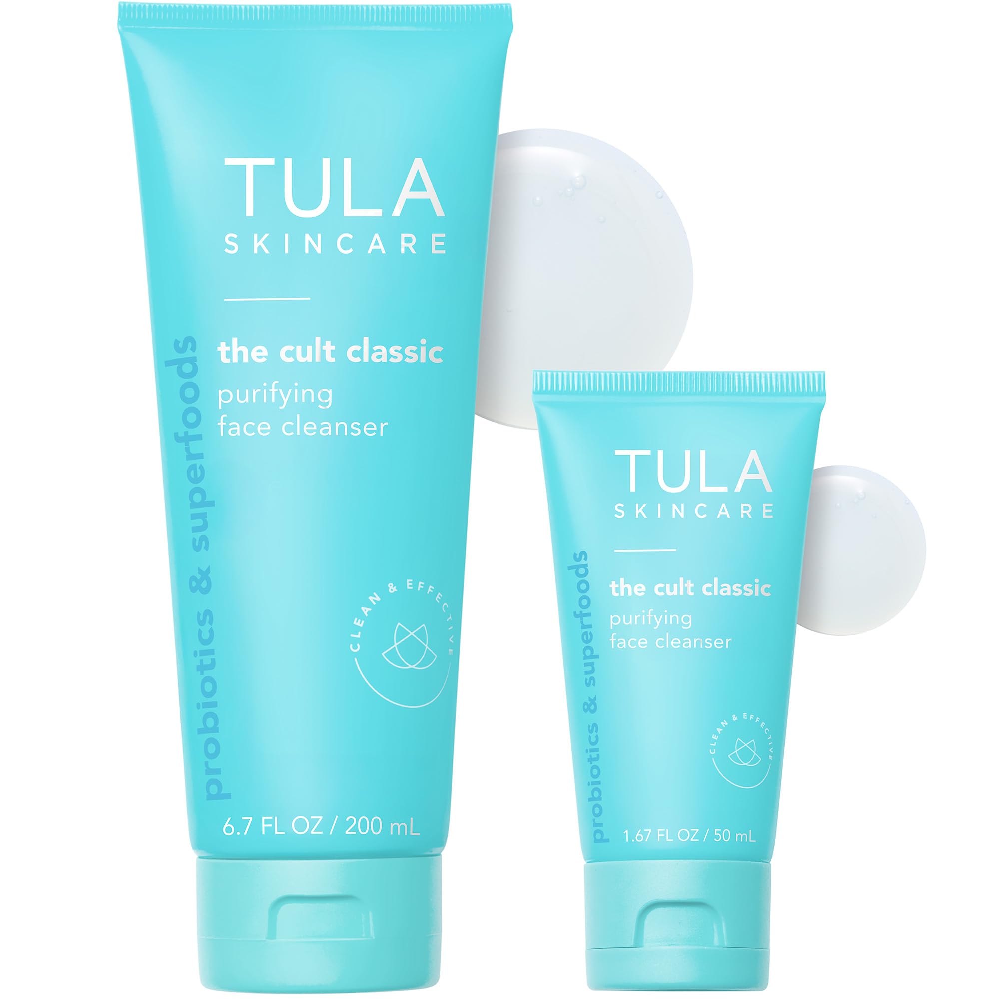 TULA Purifying Face Cleanser full-size bottle with gentle cleansing and hydrating lather