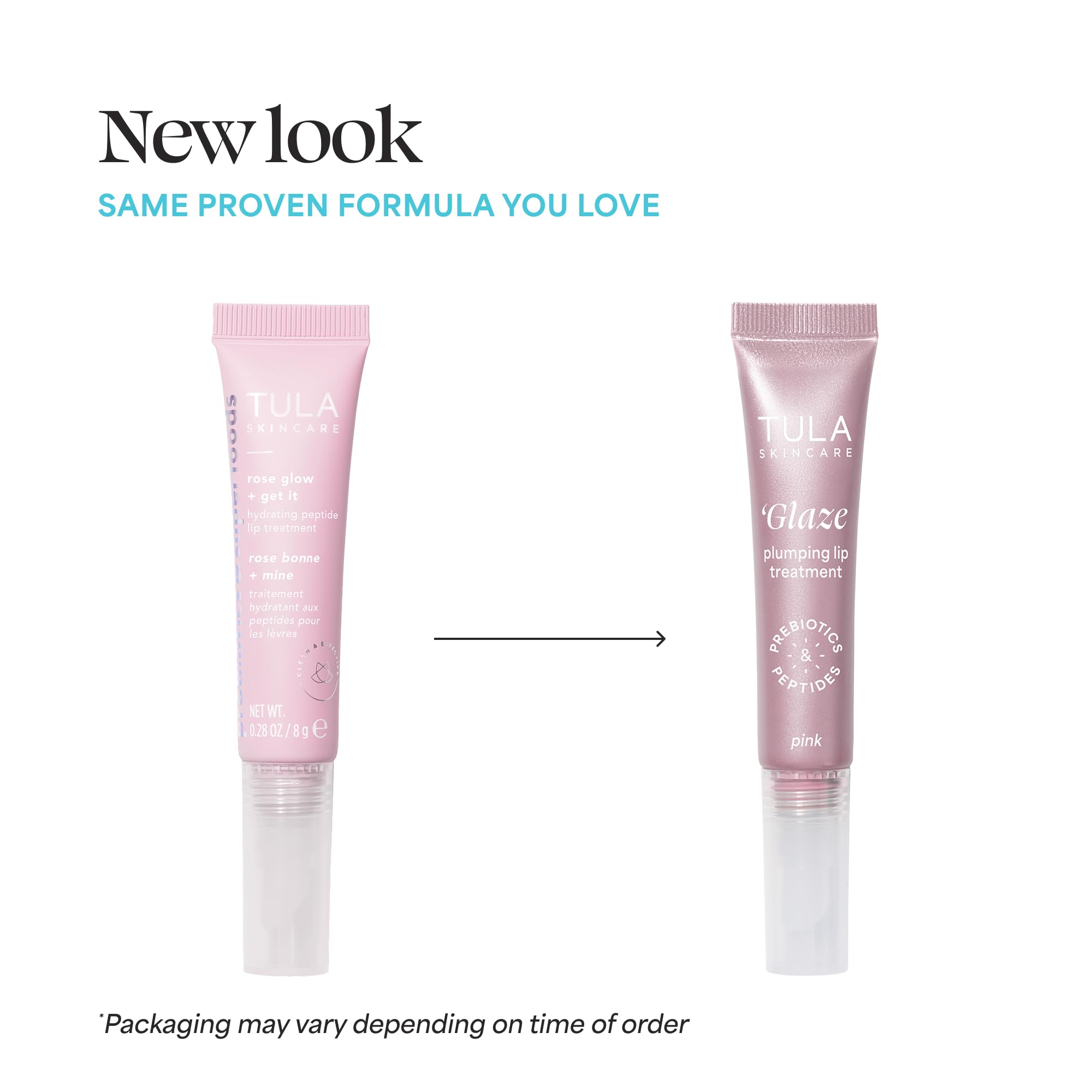 TULA Rose Glow Get It Lip Balm closeup showing creamy texture and peptide hydration.