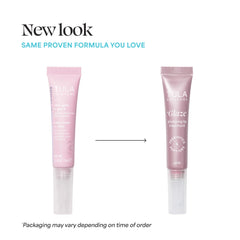 TULA Rose Glow Get It Lip Balm closeup showing creamy texture and peptide hydration.
