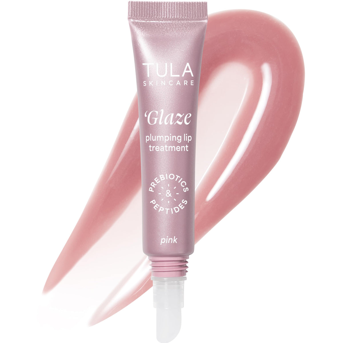 TULA Rose Glow Get It Lip Balm tube with rosy tint delivering glossy hydration.