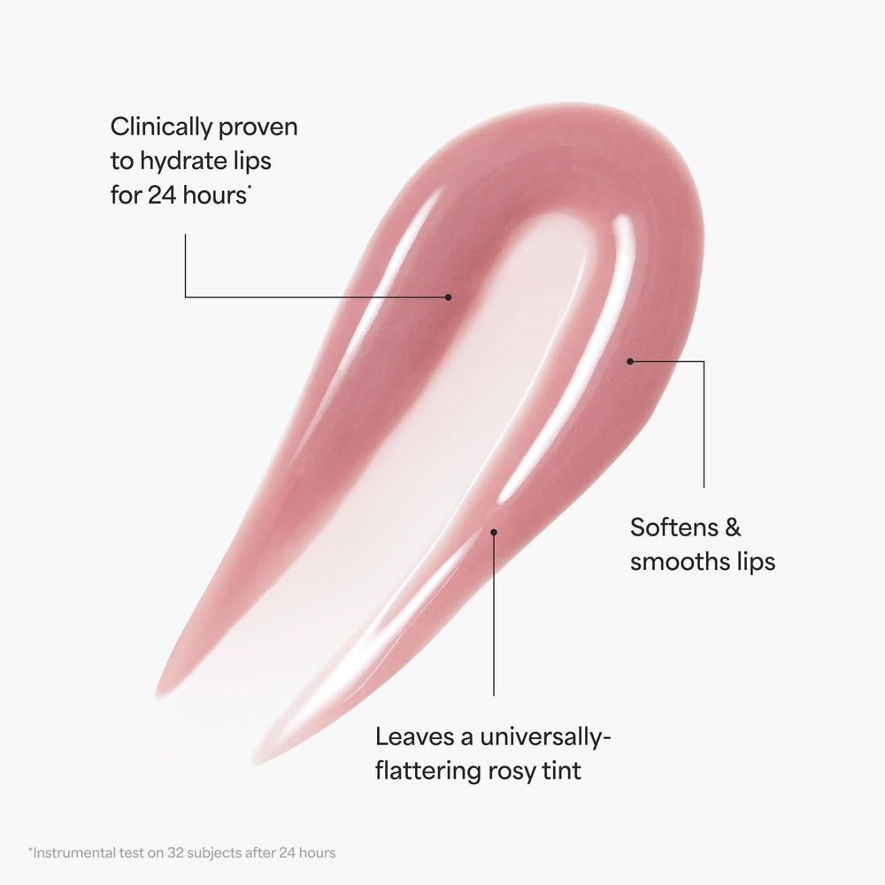 TULA Rose Glow Get It Lip Balm packaging on display highlighting rosy tint.
