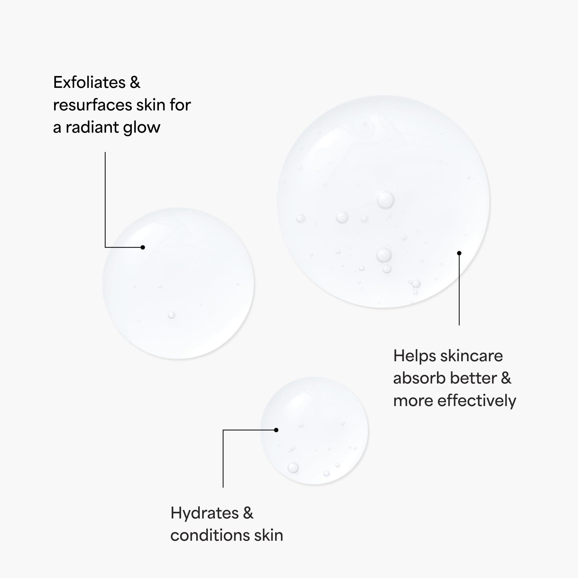TULA Secret Solution toner being poured to demonstrate gentle hydration and renewal.