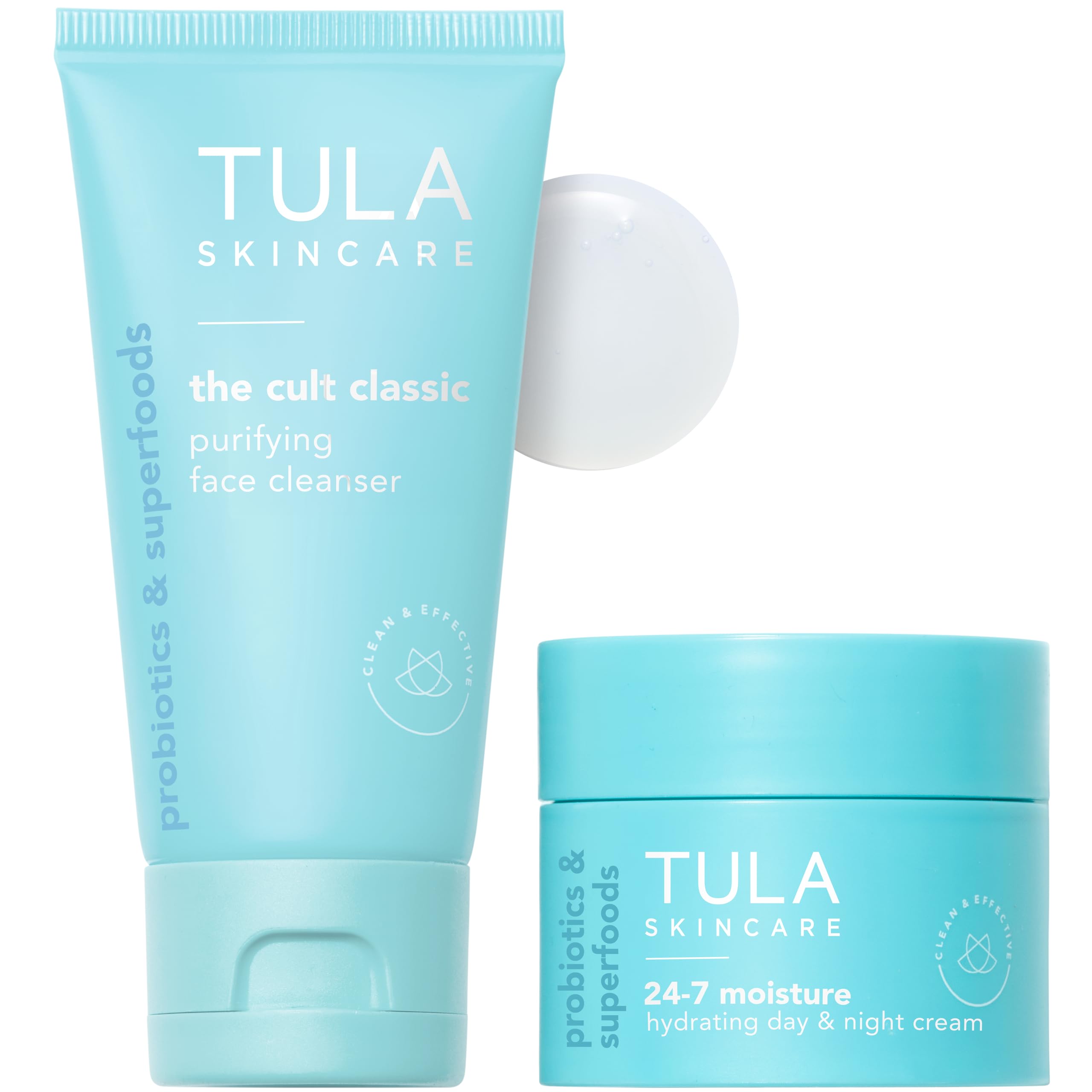 TULA Petite Treats cleanser foaming gel image shows gentle cleansing for clean, makeup-free skin.