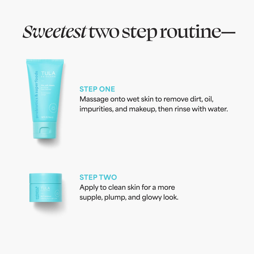 TULA probiotic-infused formula image highlights nourishing skin-supporting ingredients.