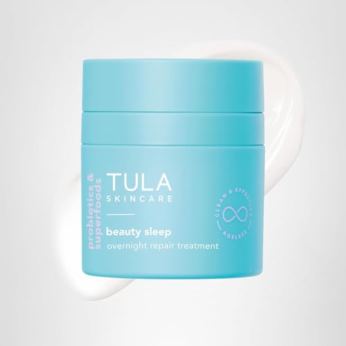 TULA sleep-night cream on fingertip hints soothing ritual and tone improvement