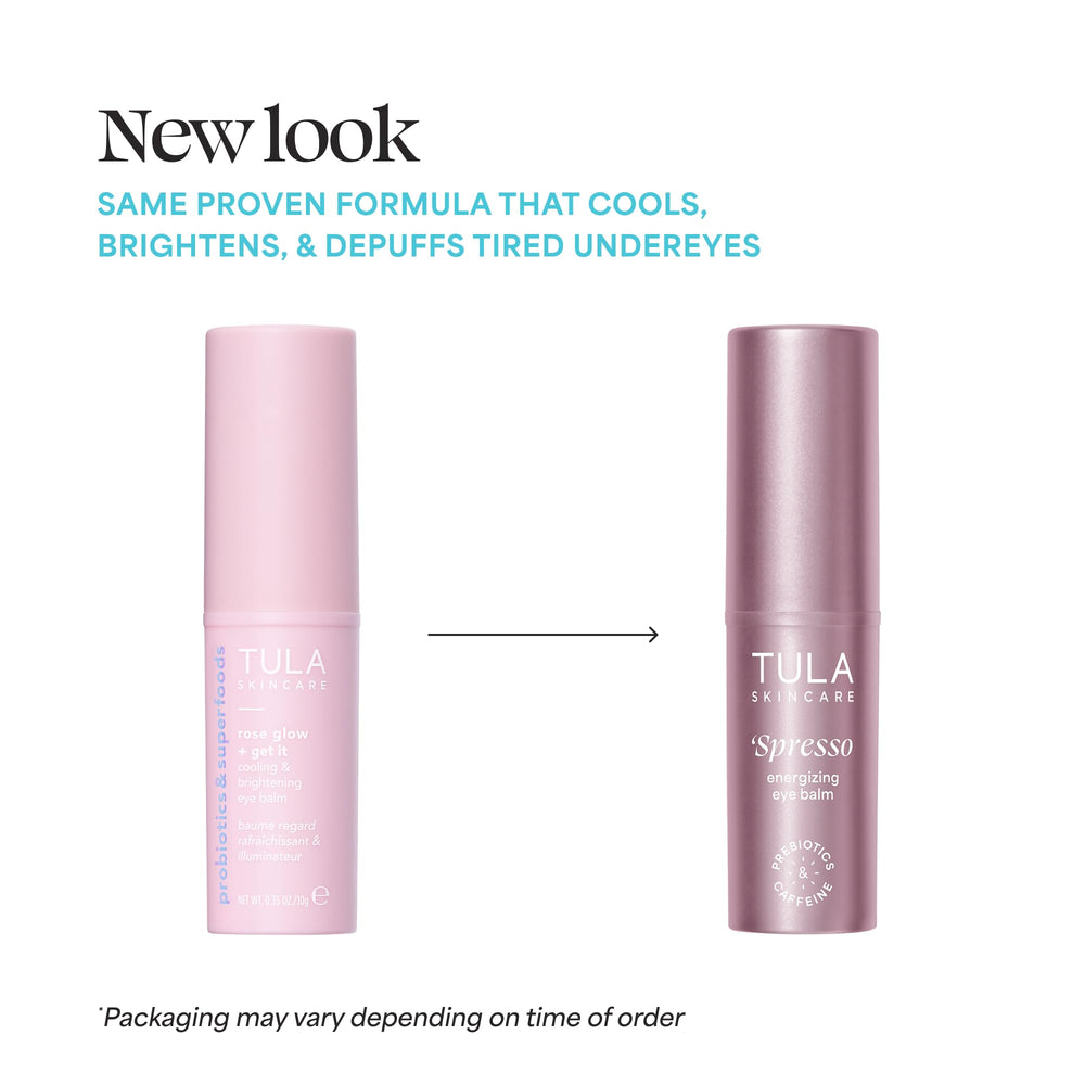Applying Spresso under-eye balm delivers cooling hydration to reduce puffiness.