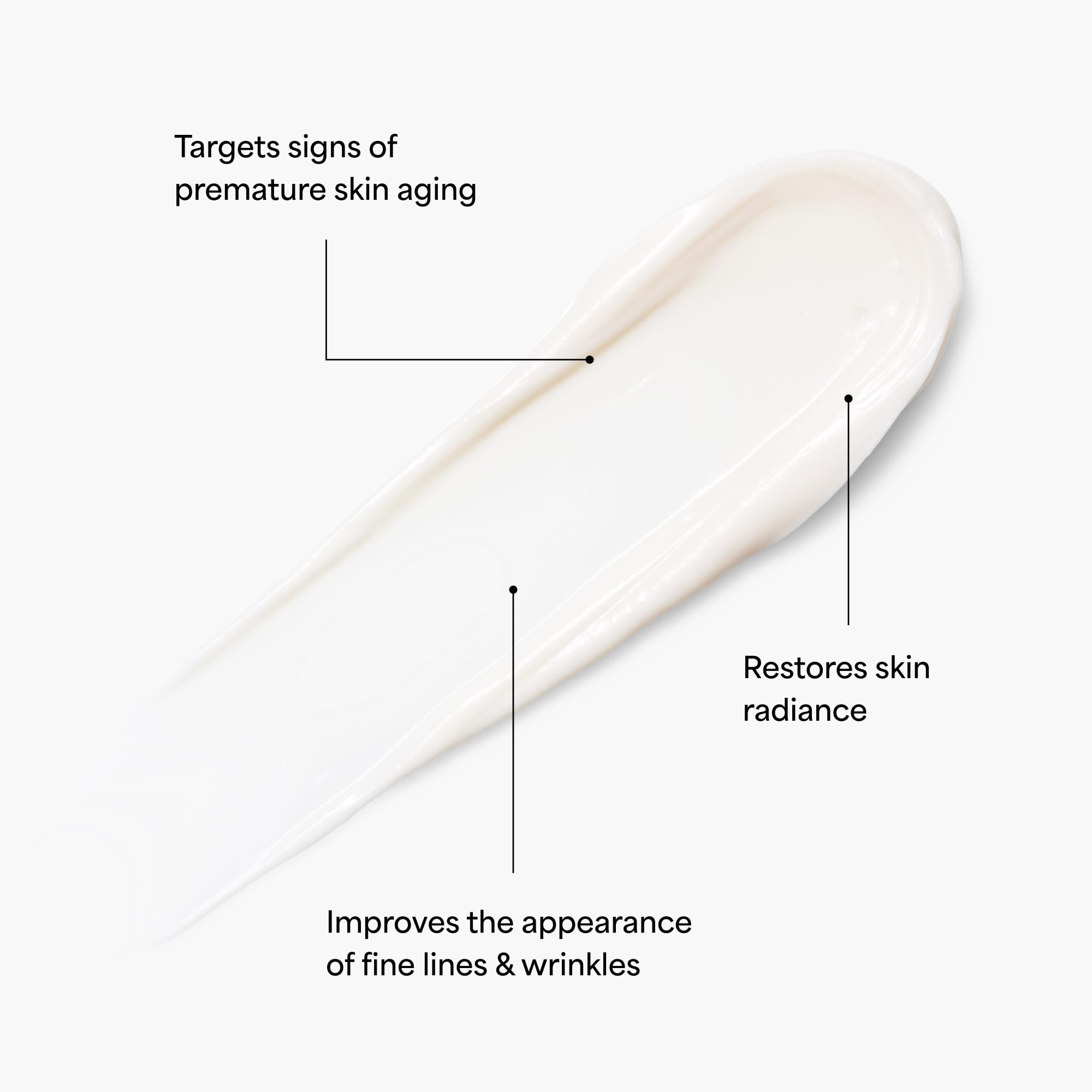TULA Protect + Plump texture swirl highlights weightless, hydrating cream for wrinkle-prone skin.