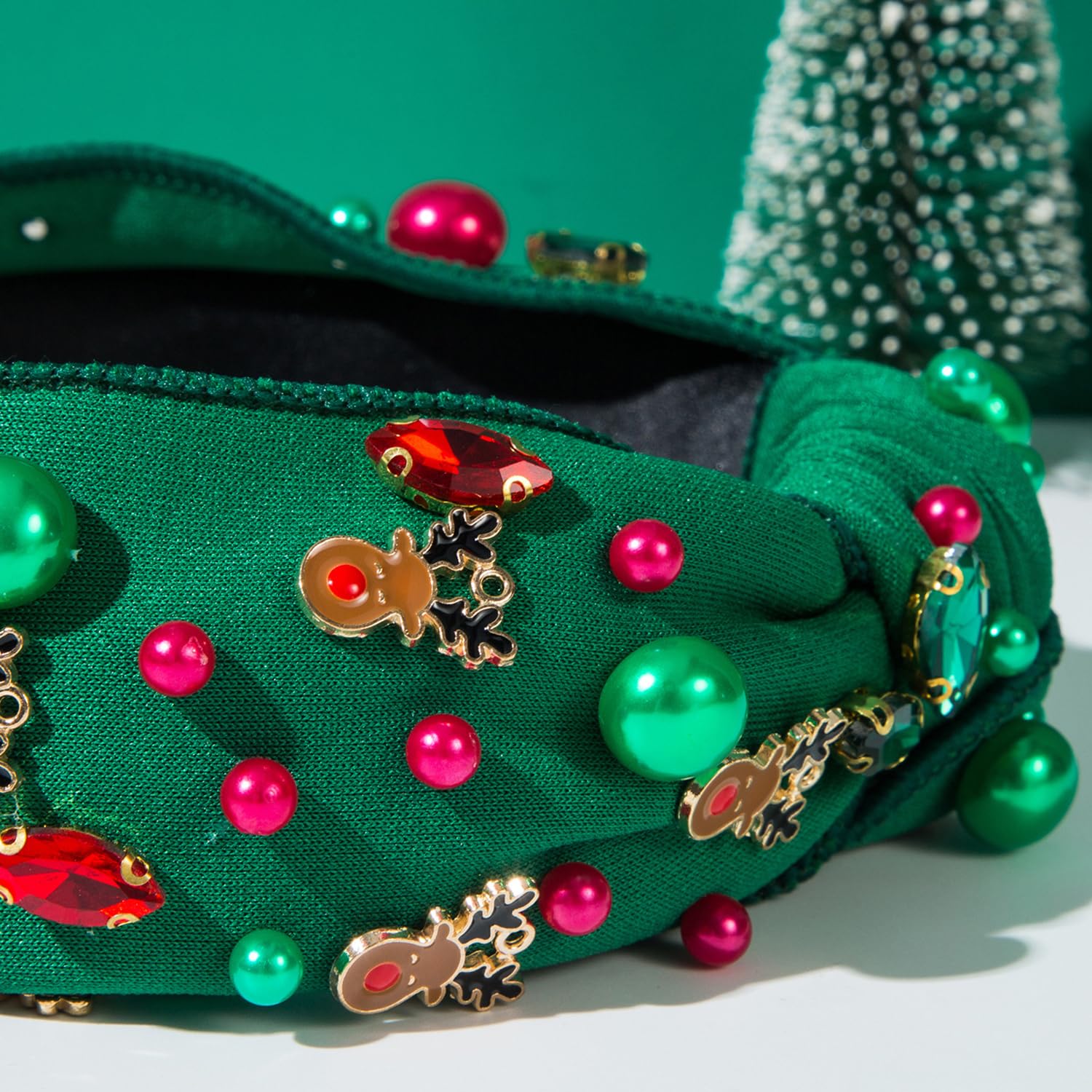 TULOBI Christmas headband in red-green colorway ideal for holiday outfits