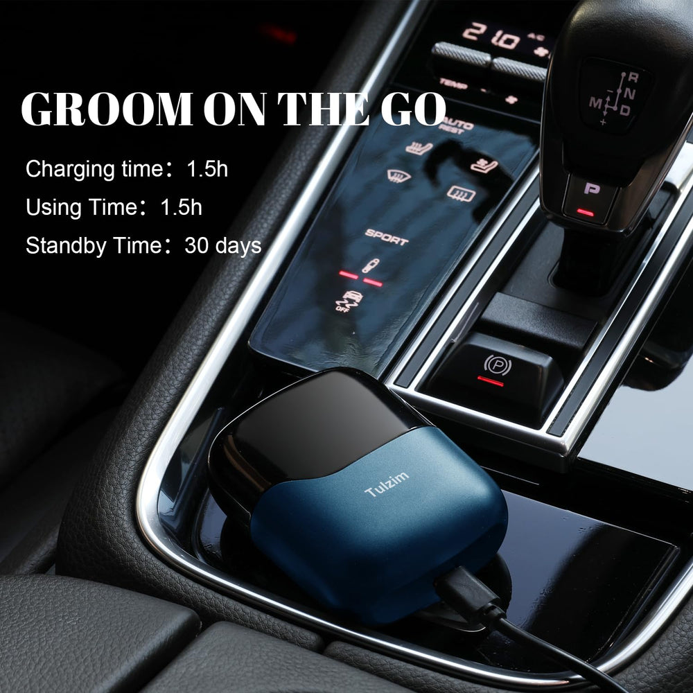 Tulzim shaver LED display shows battery status and charging readiness for on-the-go use.