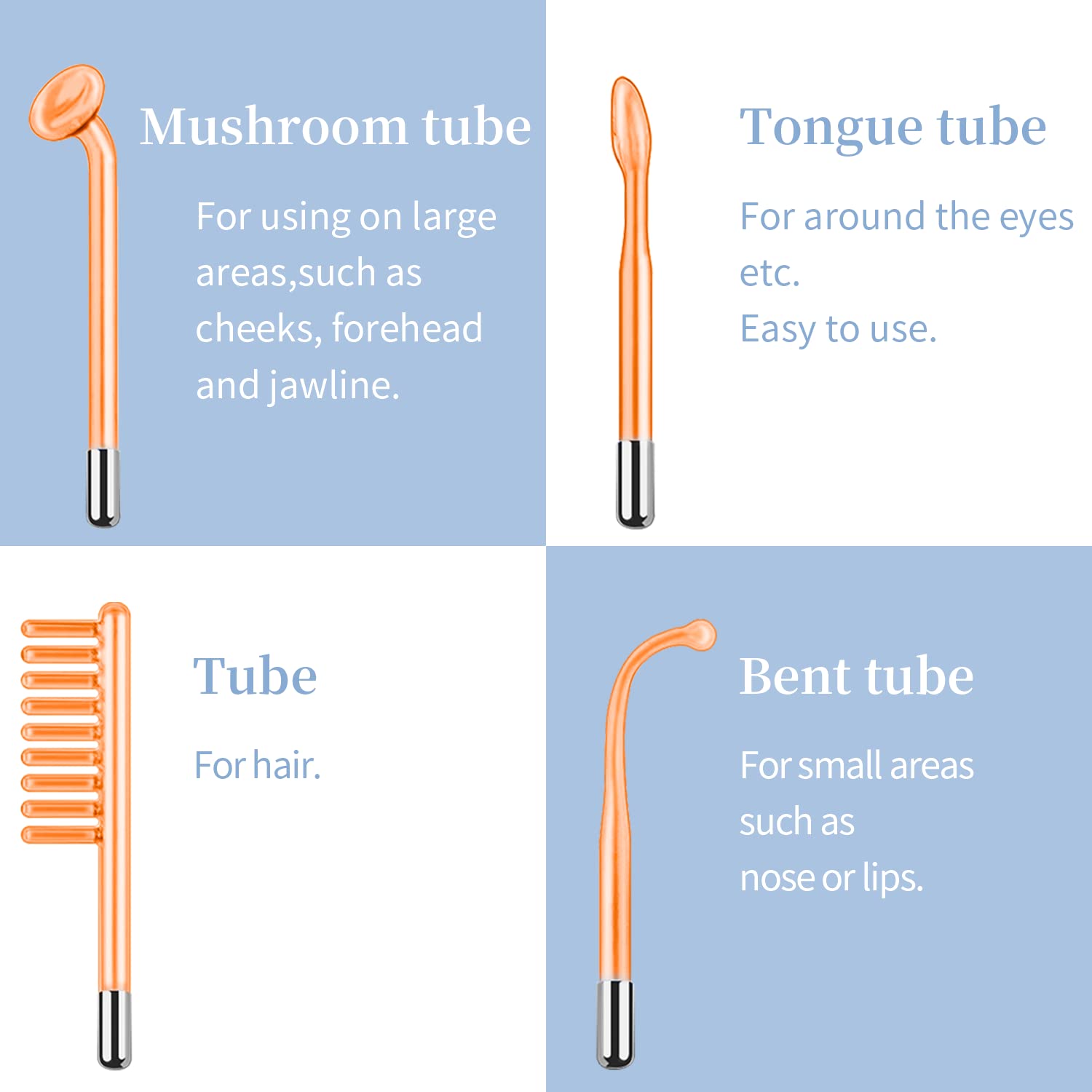 TUMAKOU high-frequency face machine tubes set displaying four attachments for versatile skincare