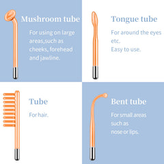 TUMAKOU high-frequency face machine tubes set displaying four attachments for versatile skincare