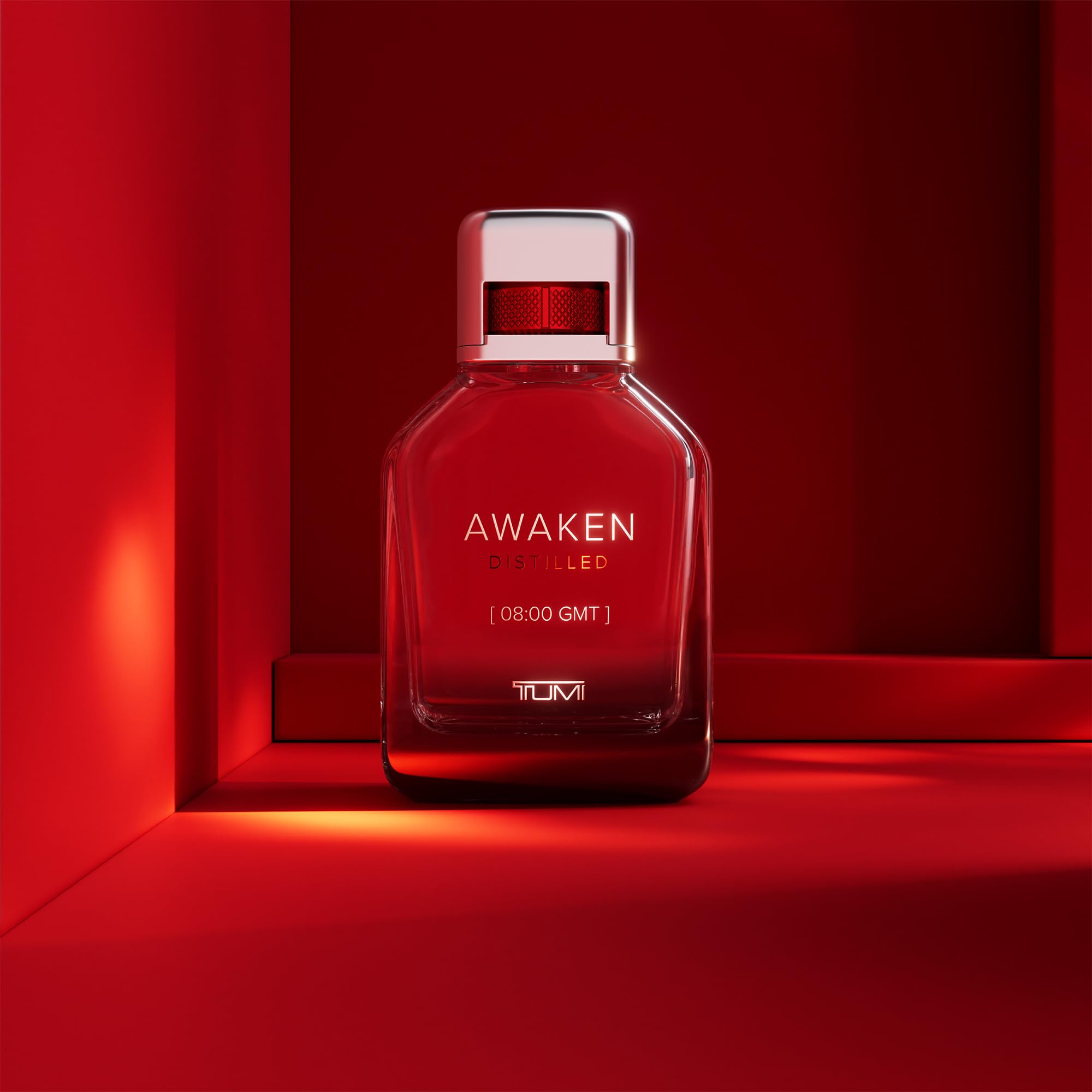 TUMI AWAKEN Distilled bottle angled for elegant profile.