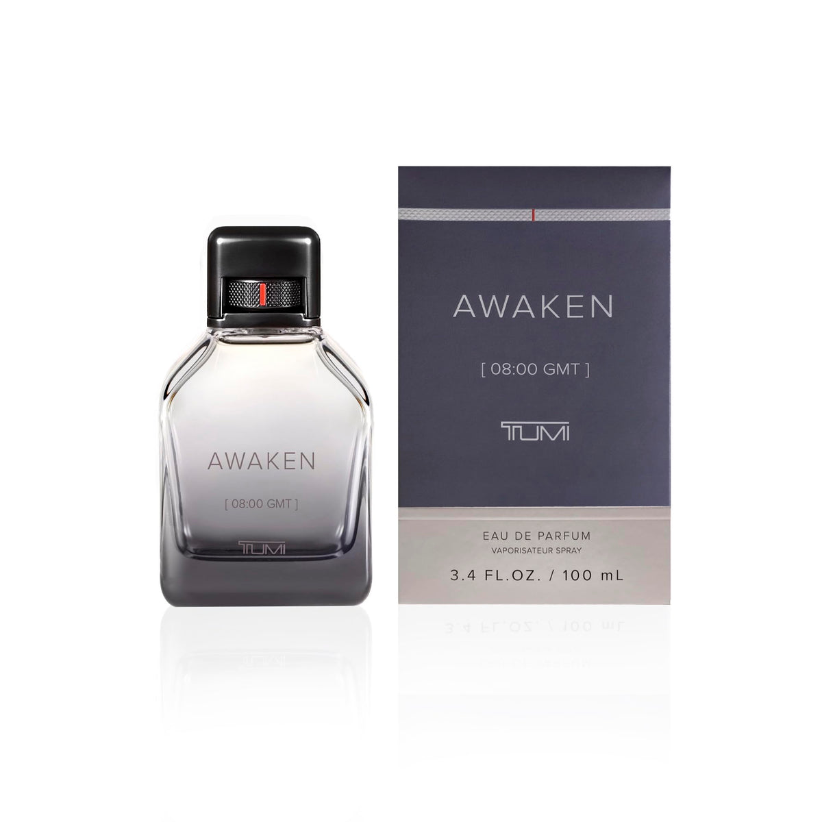 TUMI Awaken for Men bottle front, hinting at a fresh daily fragrance for confidence