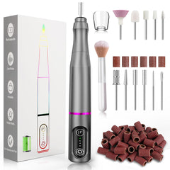 TUOBEO cordless nail drill front view highlights portable convenience for home manicures.