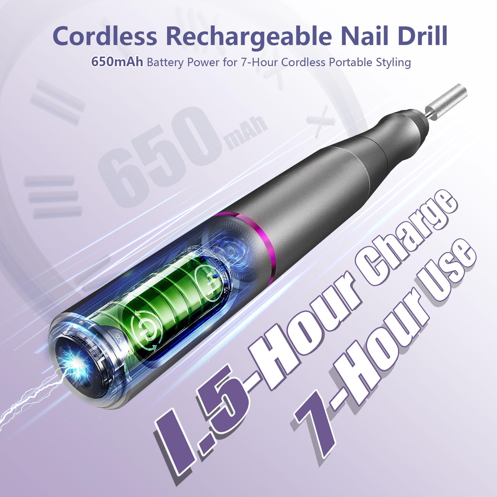 TUOBEO nail drill side ergonomics show comfortable grip for extended sessions.