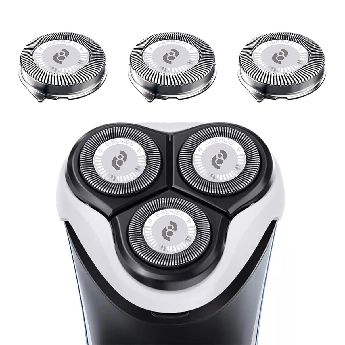 Tuokiy HQ8 replacement head close-up showing face-curve fit for a comfortable shave.