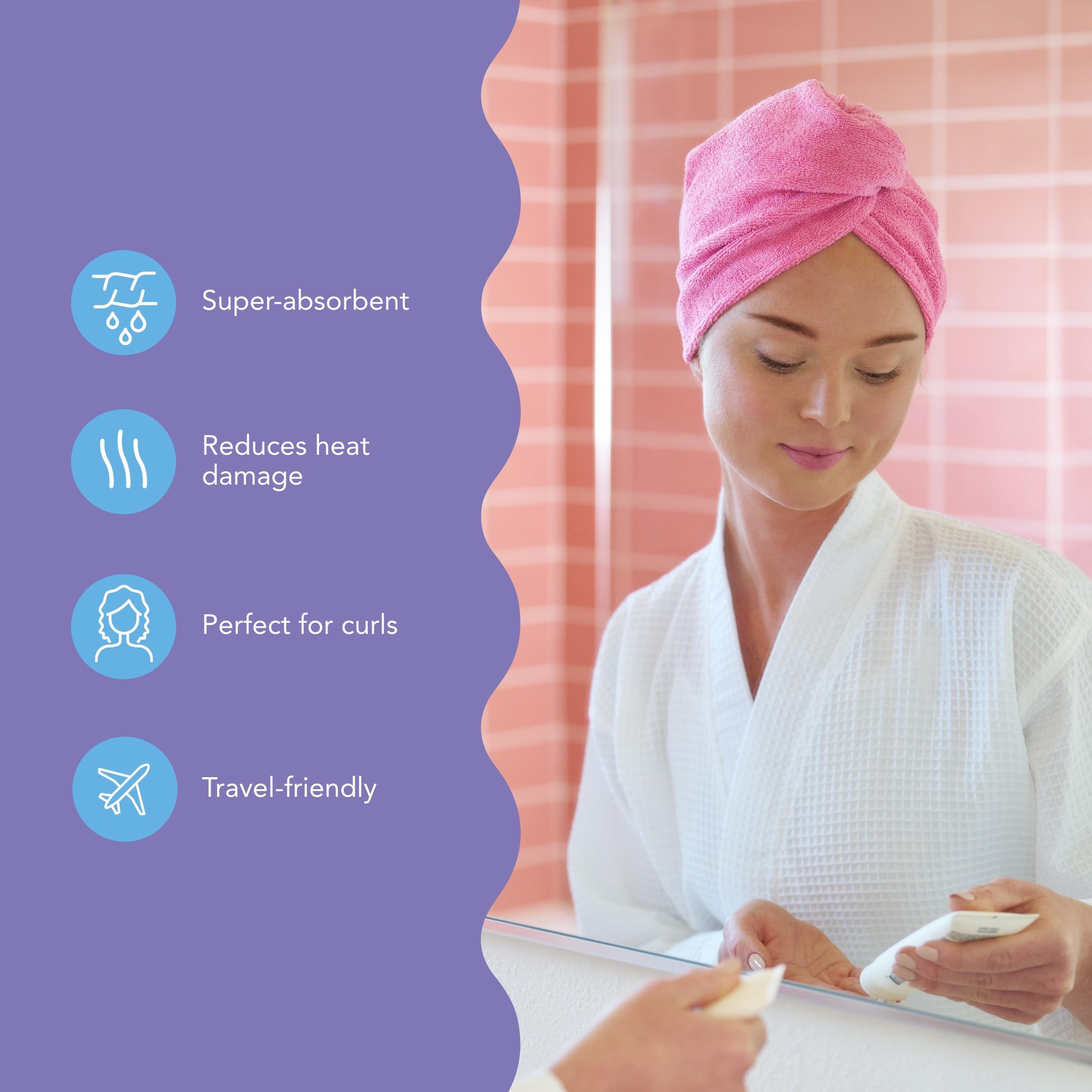 Turbie Twist 2-pack wrap in Wild Aster for gentle hair care.