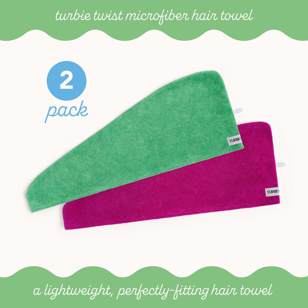 Turbie Twist absorbent microfiber towel demonstrating fast drying.