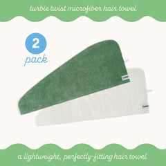 Turbie Twist hair towel turban wrap loop secure fit for hands free styling