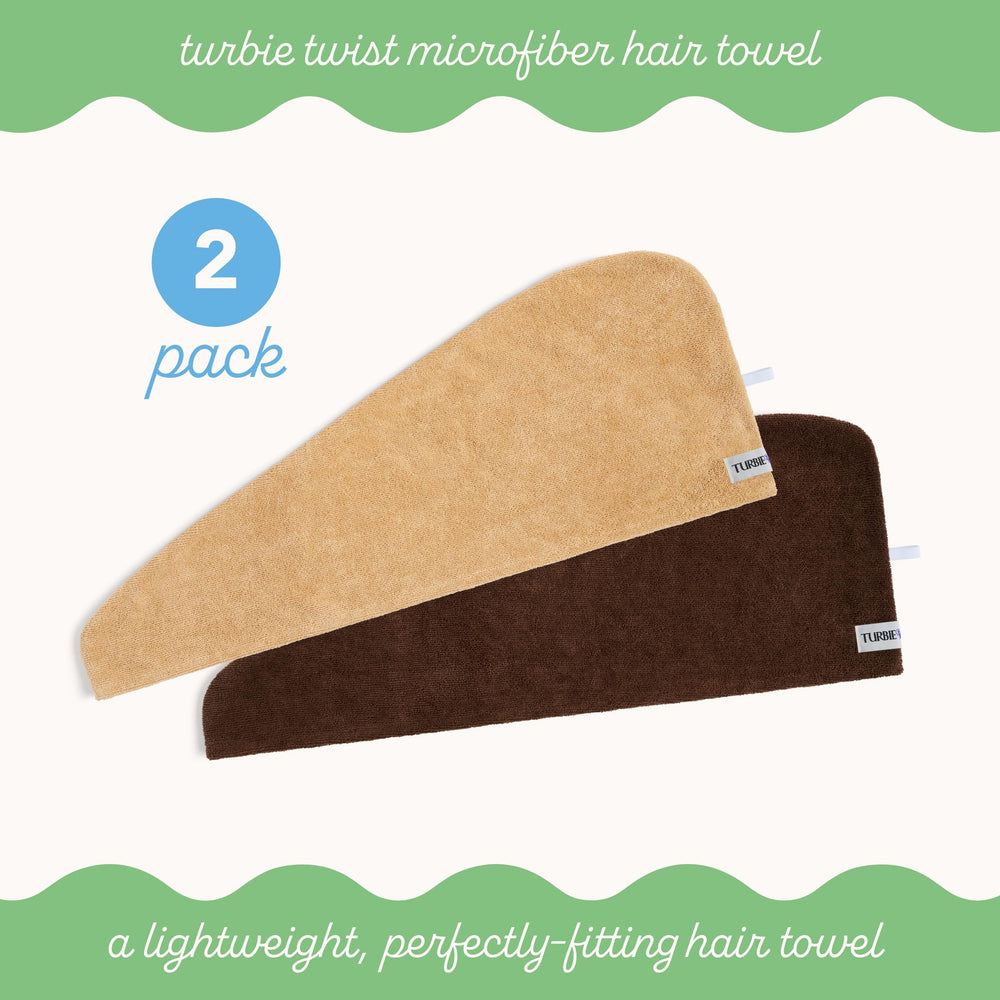 Turbie Twist hair wrap turban on straight and curly hair for smooth finish.