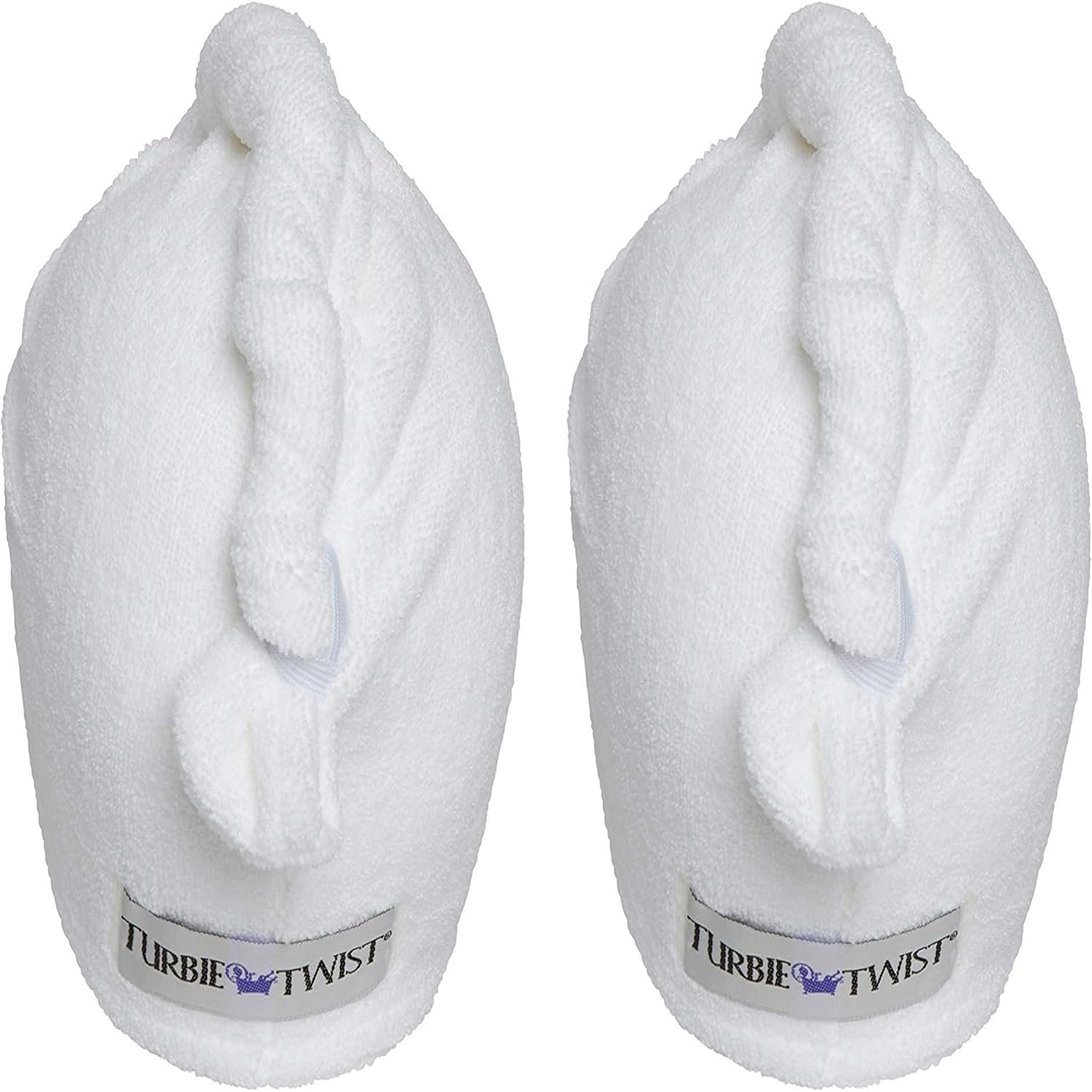 Turbie Twist extra-long towel supports long or thick hair.