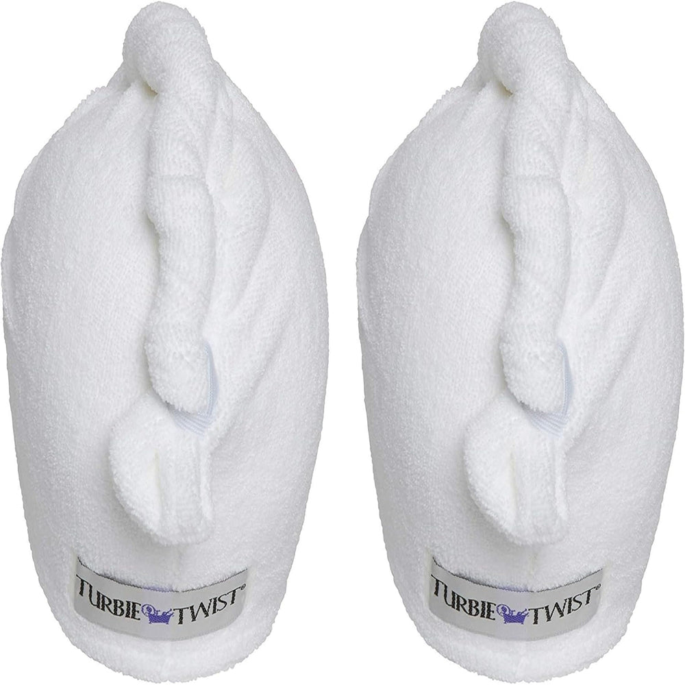 Turbie Twist extra-long towel supports long or thick hair.