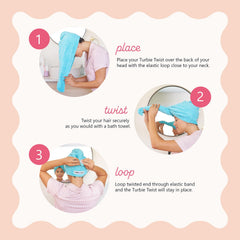 Turbie Twist soft absorbent cotton emphasizes quick, plush drying.