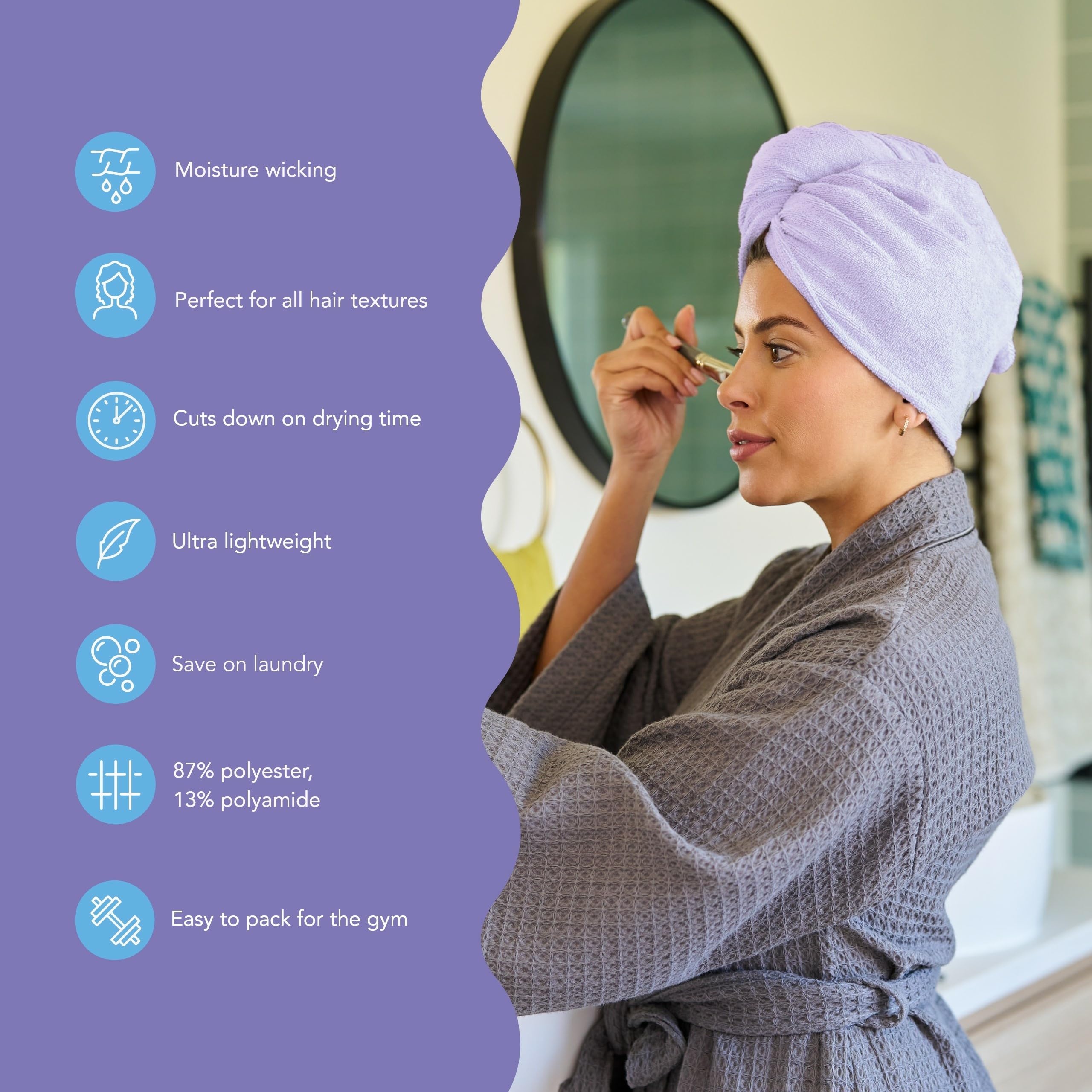 Turbie Twist twist and loop system closeup for secure, hands-free use