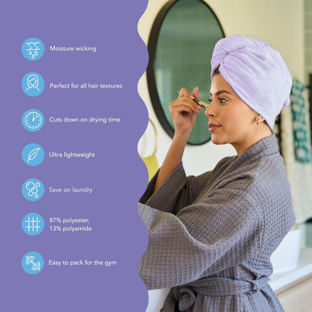 Turbie Twist twist and loop system closeup for secure, hands-free use
