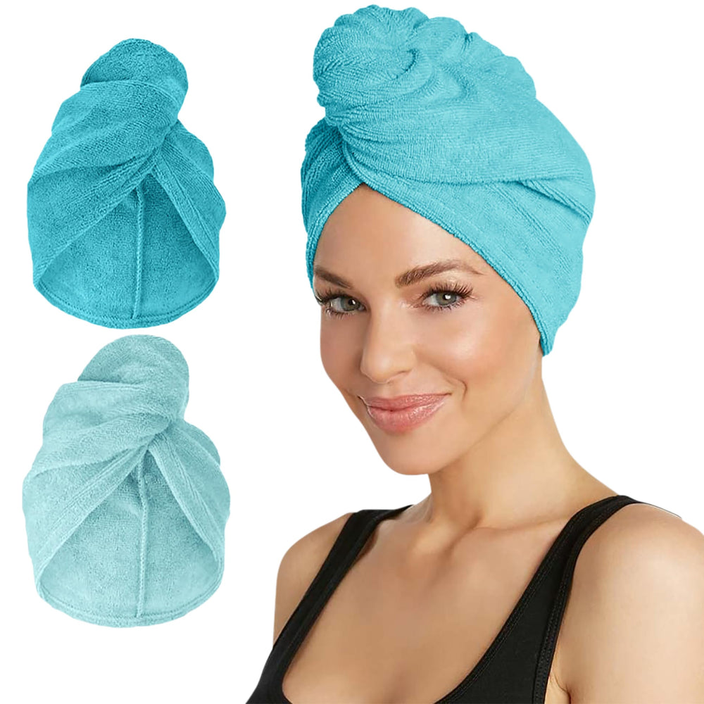 Turbie Twist 2-Pack dark aqua microfiber towel ready for quick-dry routine