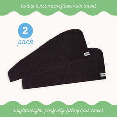 Turbie Twist hair towel wrapped on head with twist-and-loop secure fit