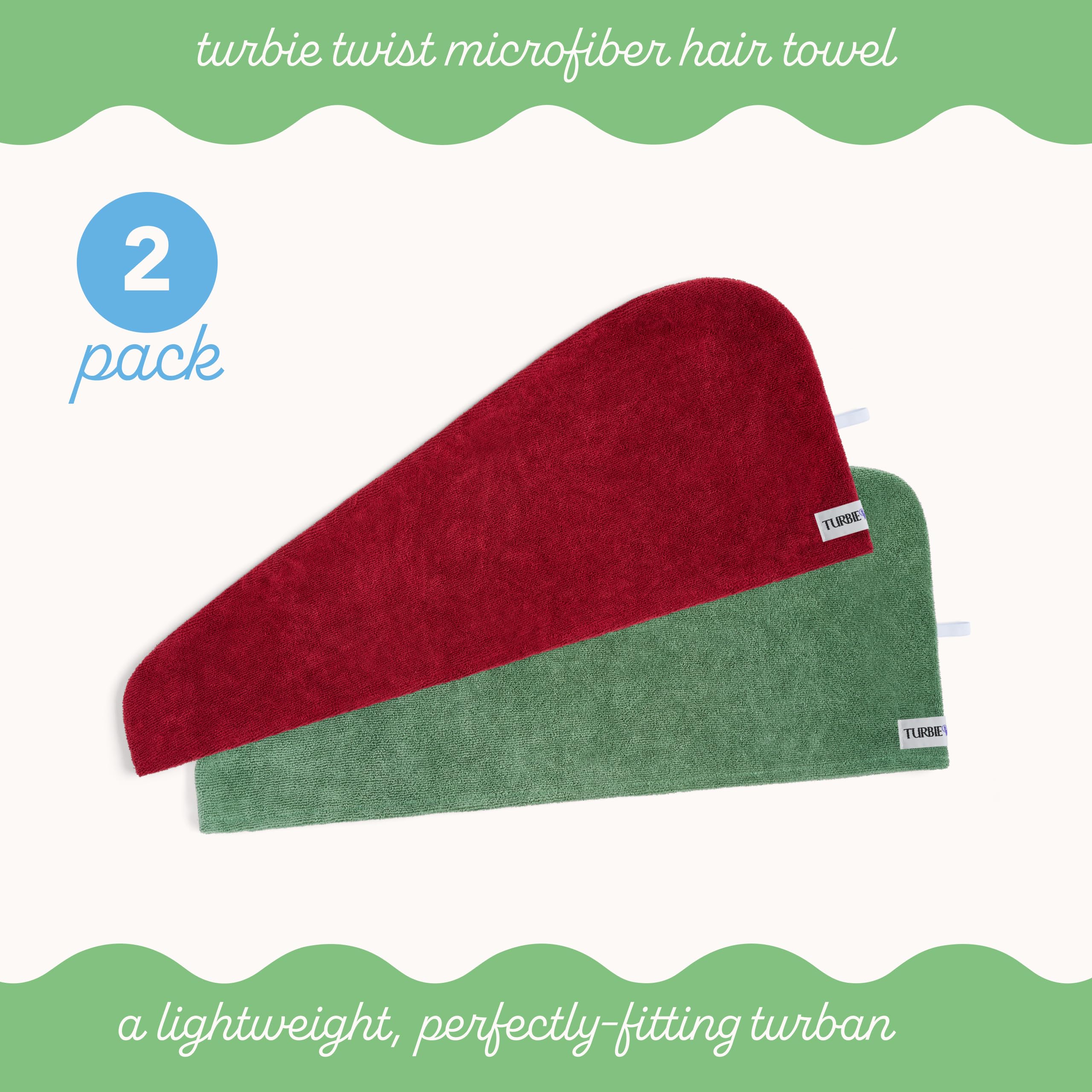 Turbie Twist green hair wrap worn as turban for secure, comfortable use.