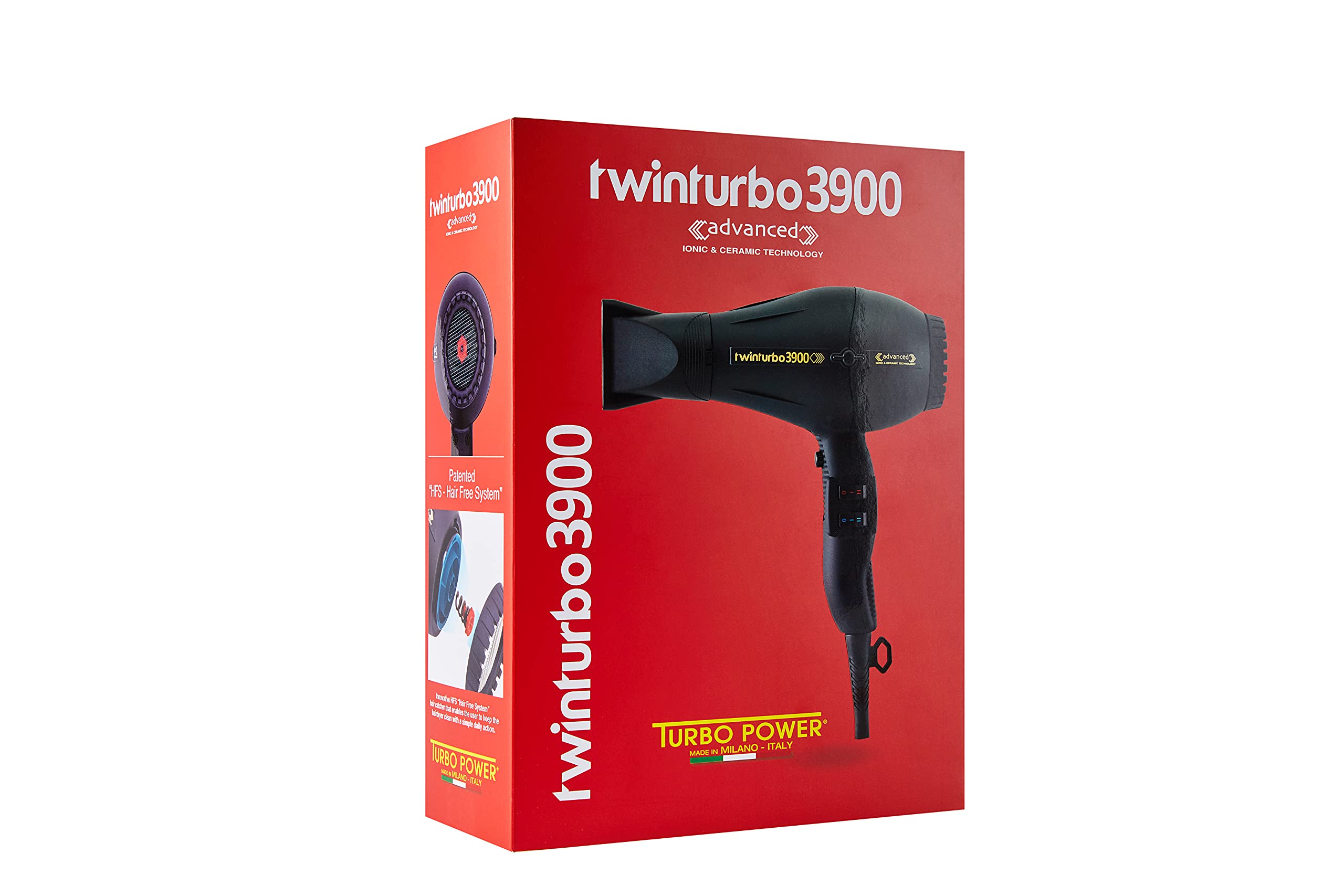 Turbo Power Twin Turbo 3900 heat element low-heat zones for controlled, even drying.