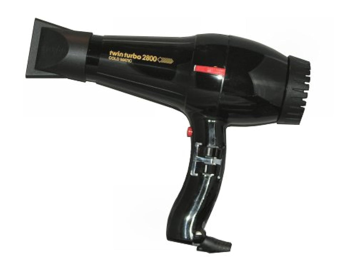 Turbo Power Twinturbo 2800 dryer front view highlights powerful airflow for quick styling.