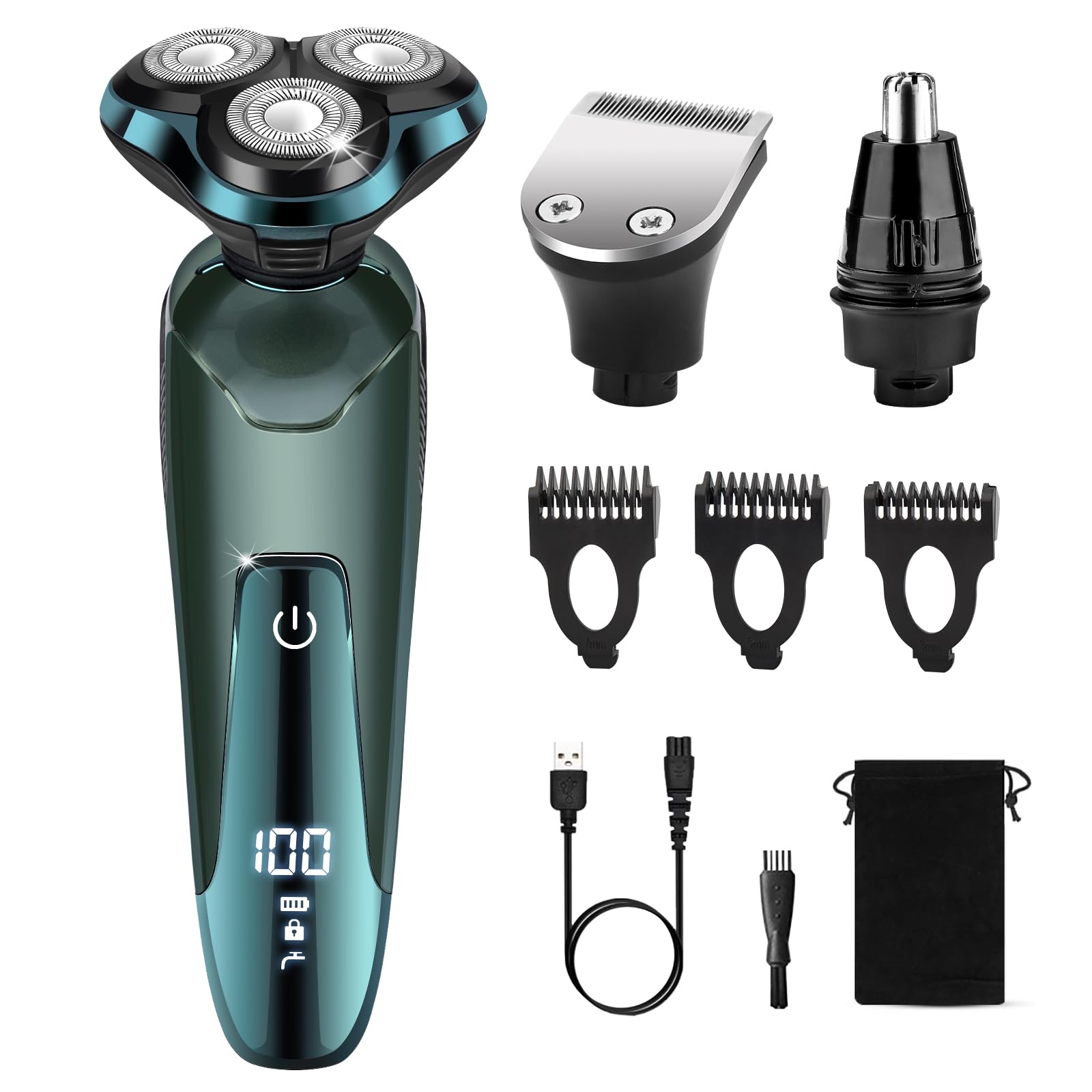 Tuyaguard electric razor close-up with 3D foils for a close, skin-friendly shave.