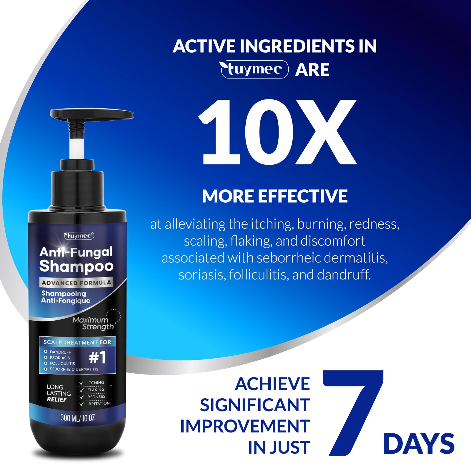 Tuymec psoriasis shampoo drops showcasing herbal formula for gentle scalp care