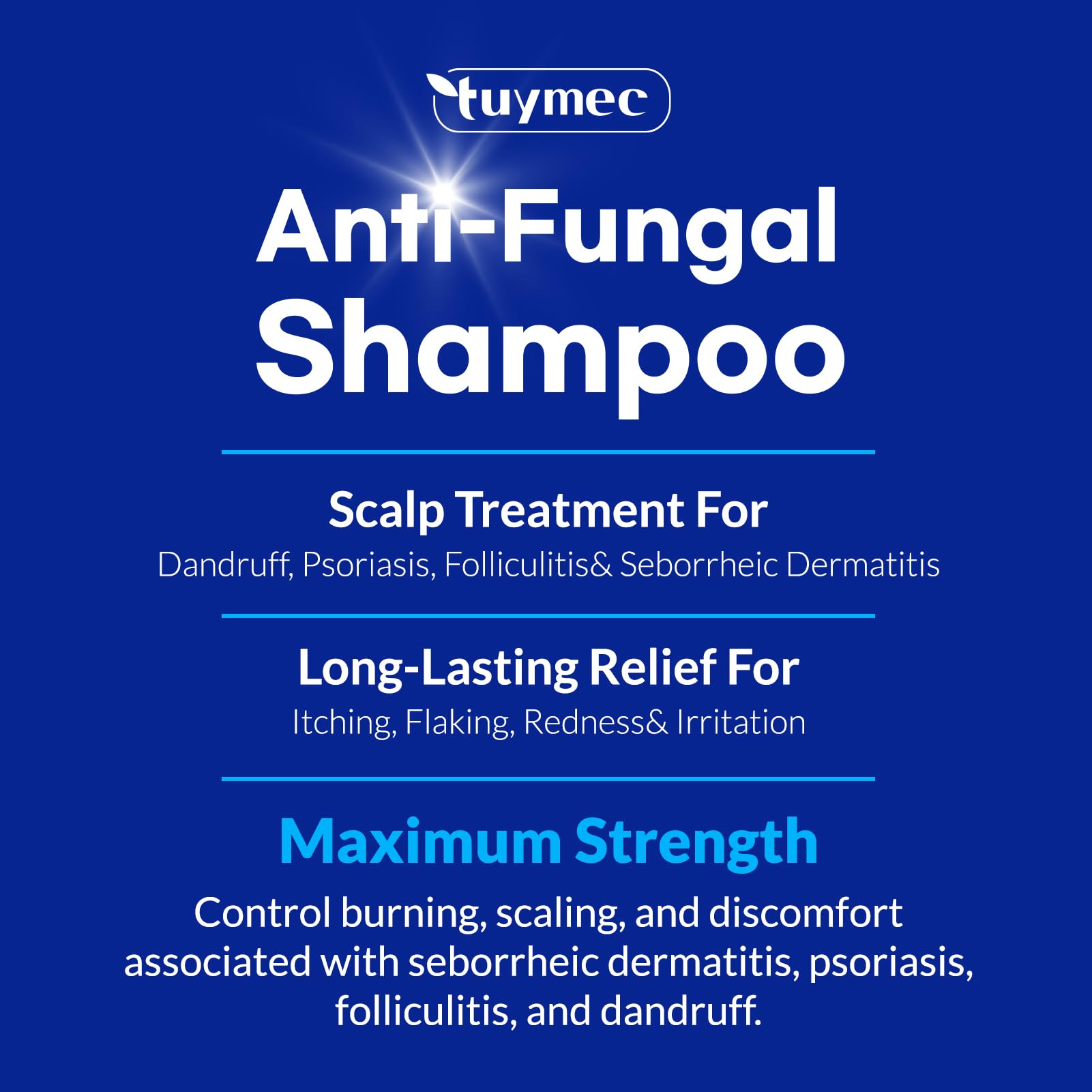 Tuymec psoriasis shampoo with tea tree highlights natural anti-itch ingredients