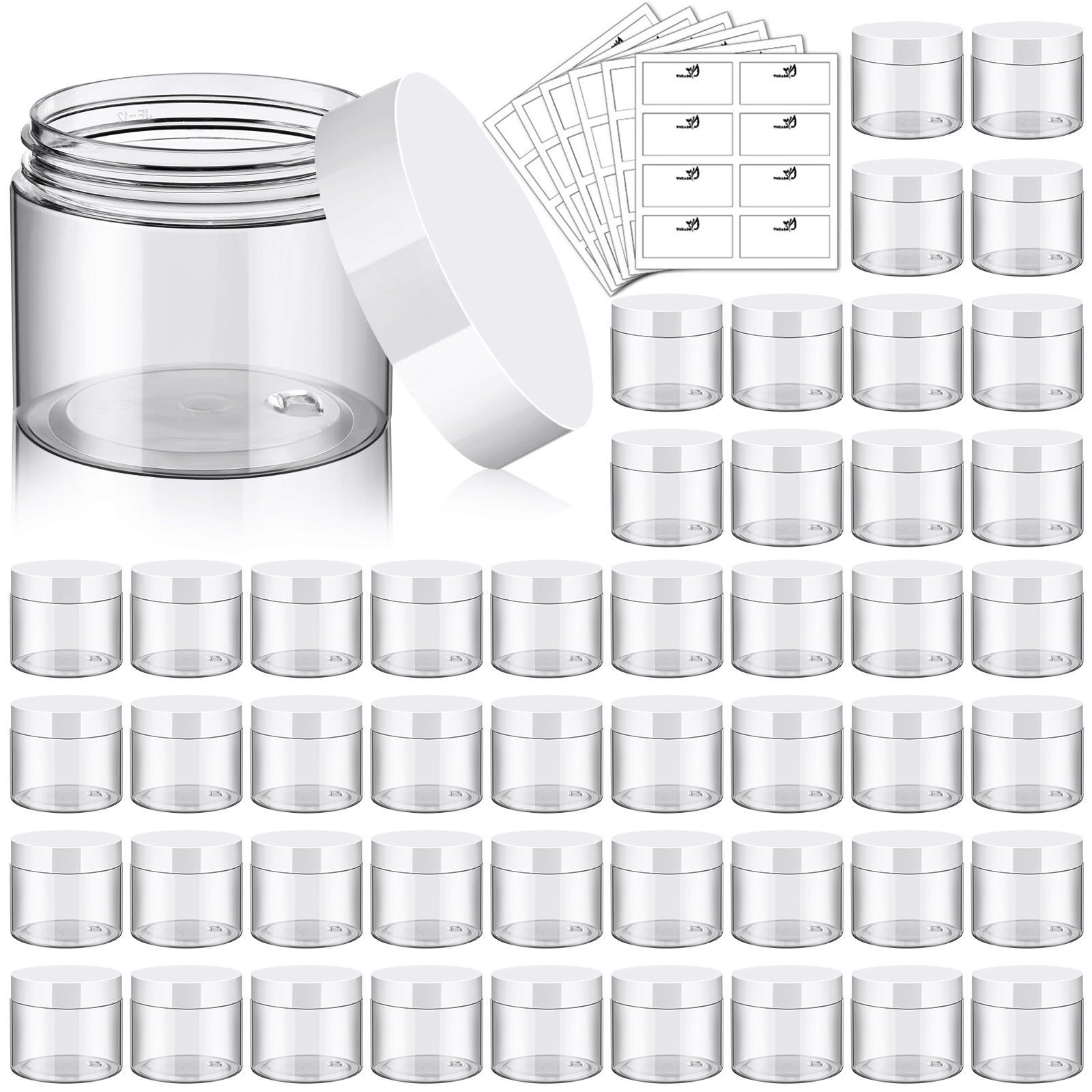 Tuzazo 6oz clear plastic container with lid, ideal for travel storage.