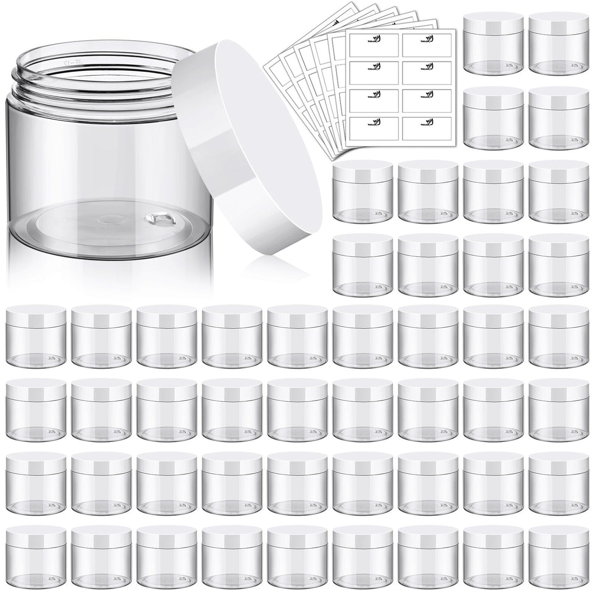 Tuzazo 6oz clear plastic container with lid, ideal for travel storage.