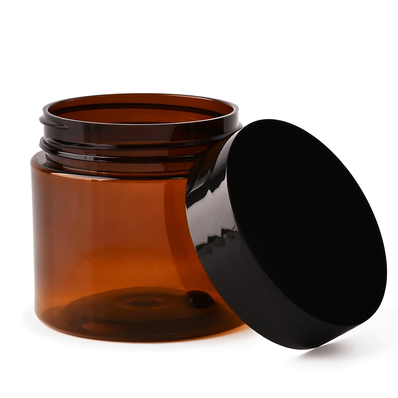 TUZAZO 2 oz amber container lid close-up for secure transfer of products.