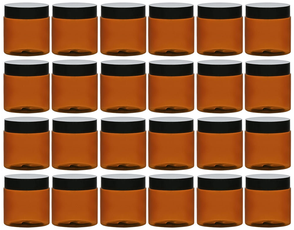 TUZAZO 2 oz amber container with lid, ideal for travel cosmetics storage.