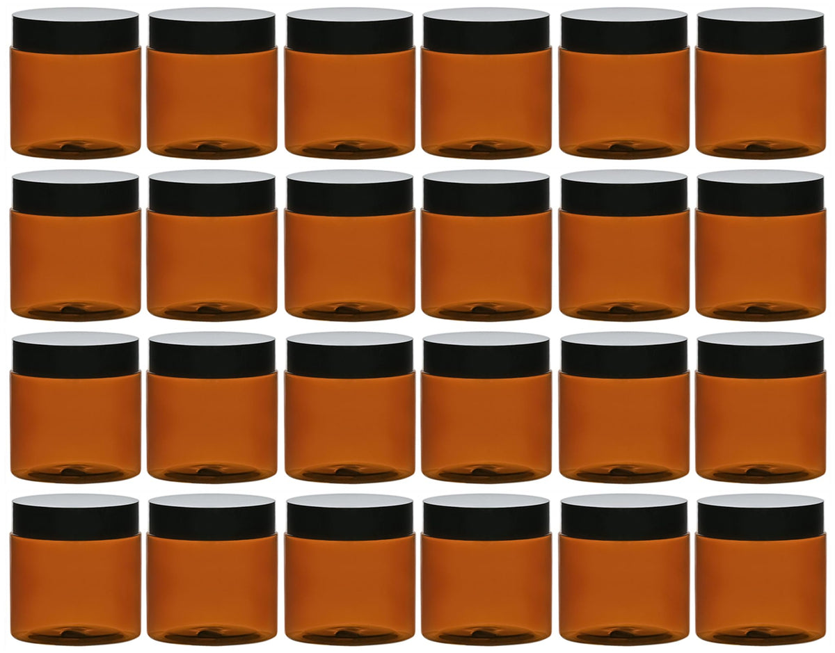 TUZAZO 2 oz amber container with lid, ideal for travel cosmetics storage.