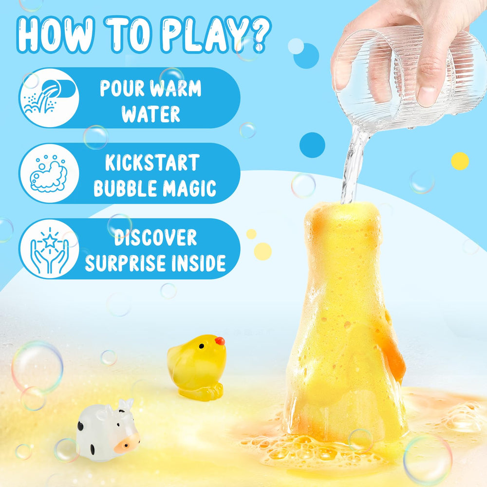 TUZT Surprise toys peeking inside bath bombs invites kids to discover treasures.