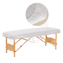 Tvvcalk disposable fitted sheet on massage table with soft breathable fabric for hygienic sessions.