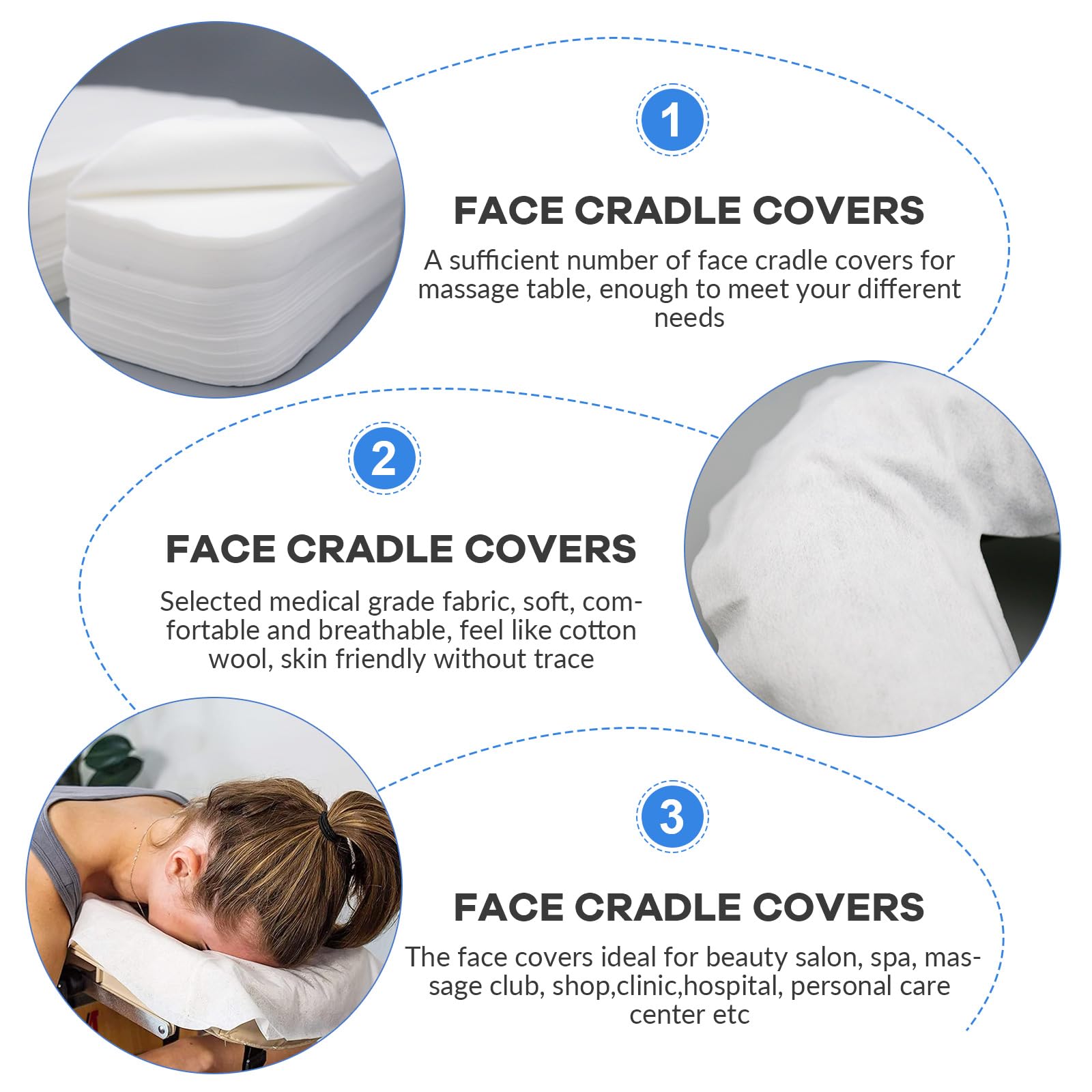 Tvvcalk medical-grade face cradle cover fiber provides hygienic barrier between client and upholstery.