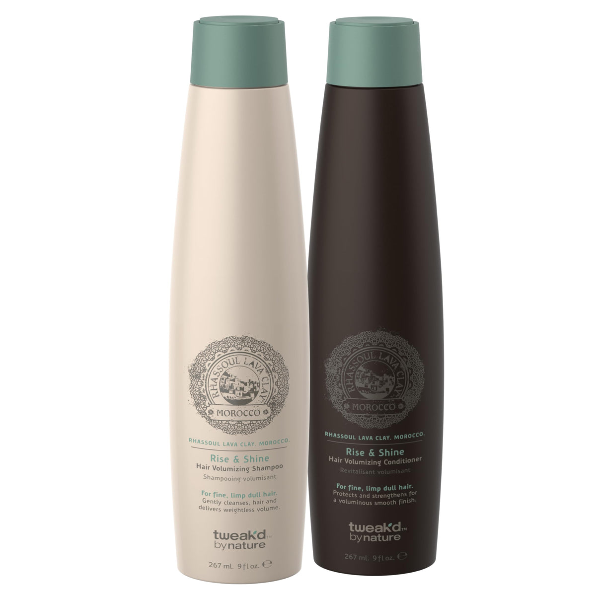 Tweak’d Rise & Shine shampoo bottle pour showing lightweight volume boost for fine hair