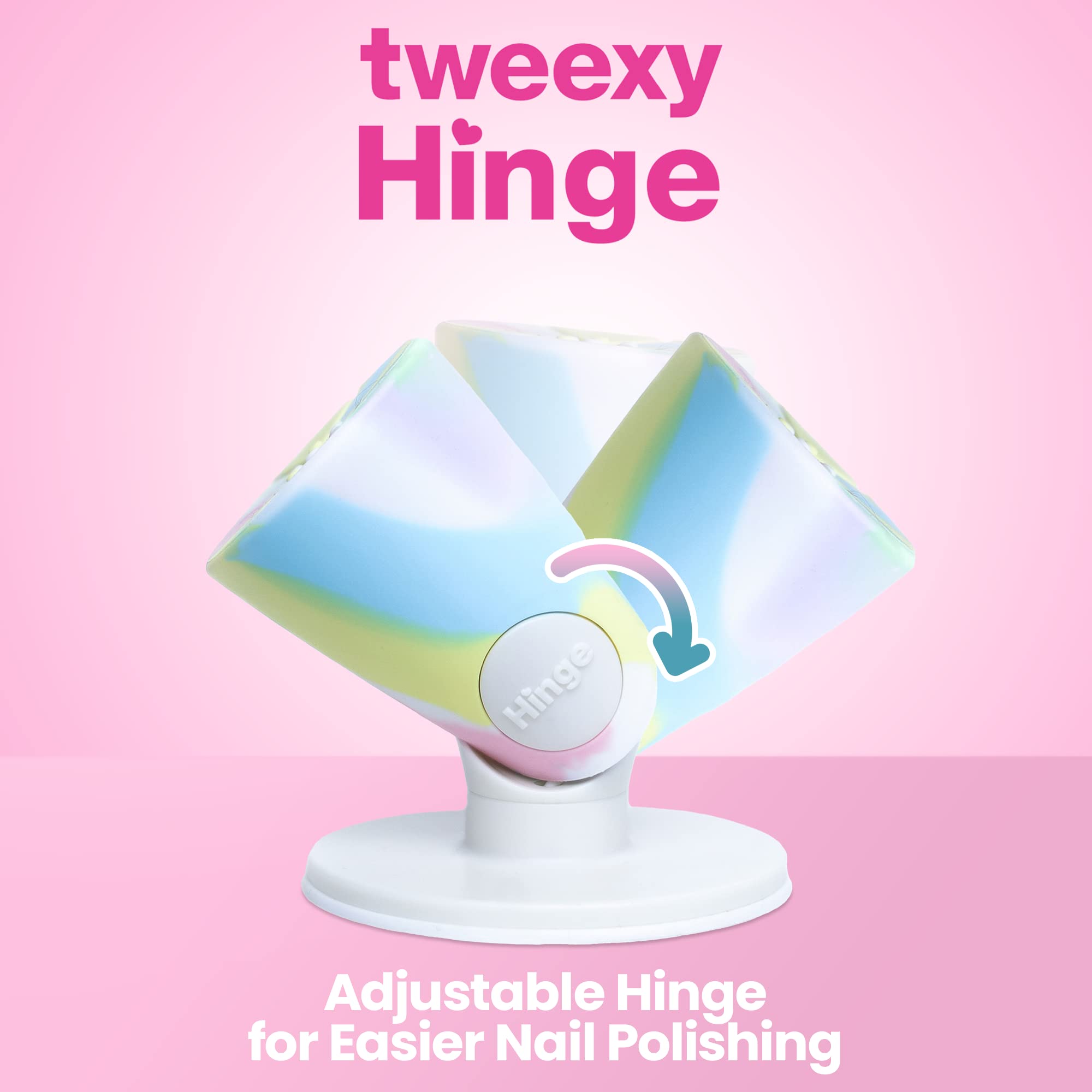 Tweexy Hinge demonstrates strong airlock suction on smooth surfaces for steady nail art.